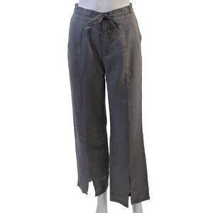 Muze Womens Flat Front Drawstring Ankle Slit Pants Gray Size M